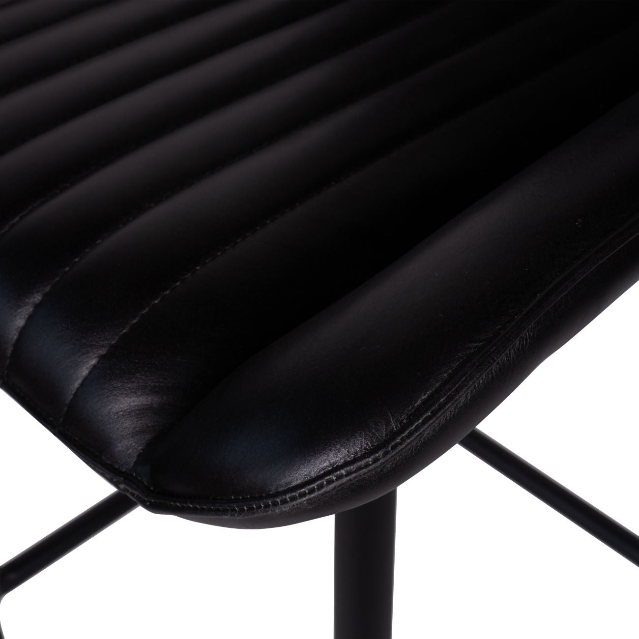 Set of 2 Pembroke Leather Bar Stools in Charcoal